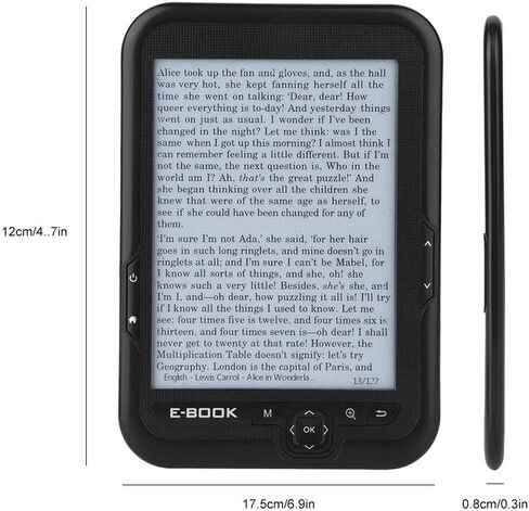 E-Reader, 6 inch E‑Book Reader with E‑Ink Screen, 1024 x 768 Resolution Display 300DPI Electronic Paper Book with Blue Cover, E-Paper Supports TF Card for Adult, Kids(Black 2) in Saudi Arabia