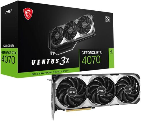 بطاقة رسومات MSI Gaming GeForce RTX 4070 Ventus 3X E1 12G OC (بنية Ada Lovelace، الساعة القصوى: 2520 ميجاهرتز، سرعة الذاكرة: 20 جيجابت في الثانية، 12 جيجابايت GDDR6، 192 بت، DP/HDMI) in Saudi Arabia