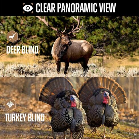 BLAUSE Hunting Blind, 270 See Through Ground Blind with Portable Carrying Bag, 2-3 Persons Camouflage Pop Up Blinds for Deer & Turkey Hunting, Noise-Free Slide Windows for Easy Observation in Saudi Arabia