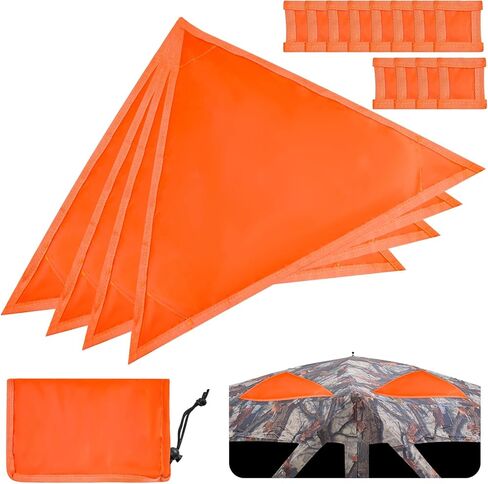 4 قطع من ألواح الأمان باللون البرتقالي الناري، لوحة صيد مقاومة للماء، لوحة مغناطيسية للصيد على شكل مثلث 17.7 بوصة لكل جانب مع 12 قطعة من أزرار المغناطيس و1 قطعة حقيبة برباط للخيام العمياء للصيد على الأرض in Kuwait