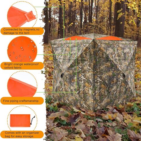 4 قطع من ألواح الأمان باللون البرتقالي الناري، لوحة صيد مقاومة للماء، لوحة مغناطيسية للصيد على شكل مثلث 17.7 بوصة لكل جانب مع 12 قطعة من أزرار المغناطيس و1 قطعة حقيبة برباط للخيام العمياء للصيد على الأرض in Kuwait