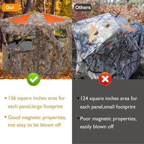 4 قطع من ألواح الأمان باللون البرتقالي الناري، لوحة صيد مقاومة للماء، لوحة مغناطيسية للصيد على شكل مثلث 17.7 بوصة لكل جانب مع 12 قطعة من أزرار المغناطيس و1 قطعة حقيبة برباط للخيام العمياء للصيد على الأرض in Kuwait