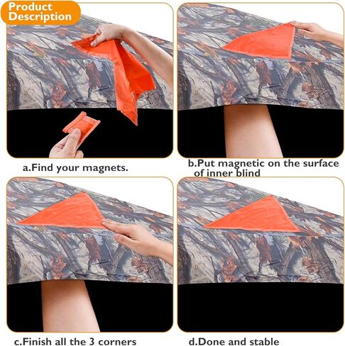 4 قطع من ألواح الأمان باللون البرتقالي الناري، لوحة صيد مقاومة للماء، لوحة مغناطيسية للصيد على شكل مثلث 17.7 بوصة لكل جانب مع 12 قطعة من أزرار المغناطيس و1 قطعة حقيبة برباط للخيام العمياء للصيد على الأرض in Kuwait