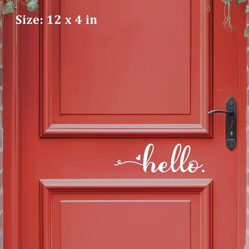 Hello Door Decal, Cute Hello Sticker Greeting for Home, Hello Vinyl Decal, Welcome to Our Home Front Door Decor, Hello House Door Saying Vinyl Decal Quote, House Warming Gift (Hello B, White) in Saudi Arabia