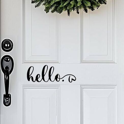 Hello Door Decal, Cute Hello Sticker Greeting for Home, Hello Vinyl Decal, Welcome to Our Home Front Door Decor, Hello House Door Saying Vinyl Decal Quote, House Warming Gift (Hello B, White) in Saudi Arabia