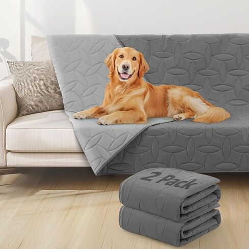 LOOBANI 2 Pack Waterproof Dog Blanket, Reversible and Washable Pet Bed Covers, Protects Furniture, Couch, Bed, and Car from Spills and Scratches, Soft and Cozy for Large Dogs and Puppies, 82x120In in Saudi Arabia