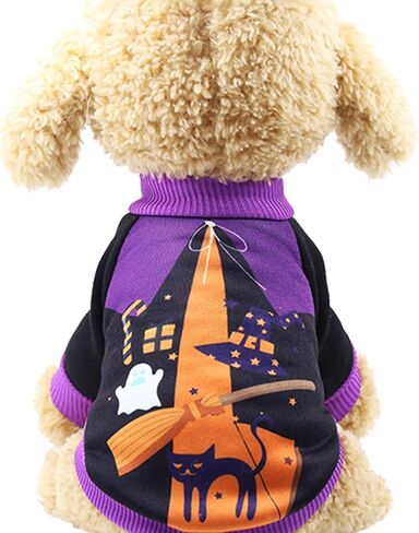 Dog Clothes Halloween Costume Cute Pet Ghost Costume Puppy Fleece Sweatshirt Cat Outfits for Small Dogs Halloween Cosplay Sweater CCCV Black01 X-Small in Saudi Arabia