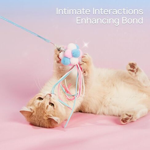 لعبة عصا القطط التفاعلية من بوتاروما، 5 قطع من ألعاب ريش القطط للقطط الداخلية للمطاردة والتمرين، دعابة ممتعة للقطط، أزرق فاتح in Kuwait