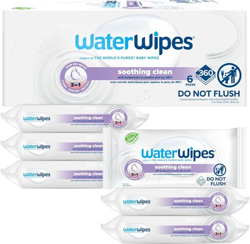 WaterWipes Soothing Clean Baby Wipes, 99% Water-Based Formula with Botanical Extract to Soothe & Protect Skin, Unscented & Hypoallergenic, 60 Count (1 Pack) in Saudi Arabia