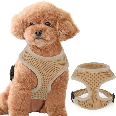 Magshion Soft Dog Vest Harness Pet Mesh Padded Harnesses for Small Dogs, Adjustable and Comfortable for Easy Walking - Light Brown, S in Saudi Arabia
