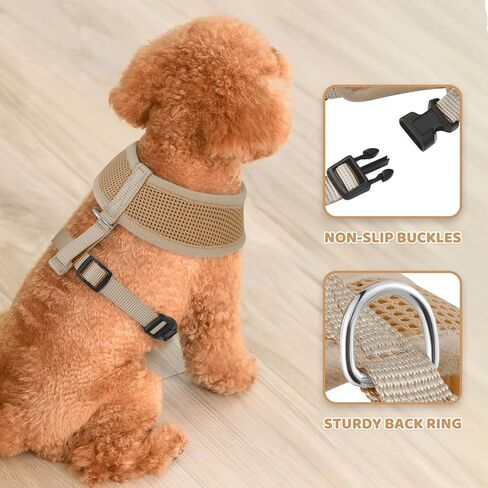 Magshion Soft Dog Vest Harness Pet Mesh Padded Harnesses for Small Dogs, Adjustable and Comfortable for Easy Walking - Light Brown, S in Kuwait