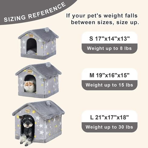 Jiupety Cute Small Dog House Indoor, Foldable Dog House Kennel Bed Mat with Cushion, L Size Dog Tent Up to 31 lbs Dog, Dog Cave Bed with Non-Slip Bottom, Grey in Saudi Arabia