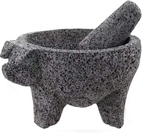 8.6 inch Molcajete Mortar and Pestle, Mexican Handmade with Lava Stone,Herb Bowl, Spice Grinder, Pill Crusher, Pesto Powder, Volcanic Stone in Saudi Arabia