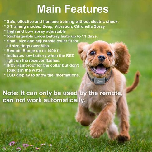 Citronella Dog Training Collar with Remote, 3 Modes Spray/Vibration/Beep, 【Can't Work Automatically】 Citronella Collar for Dogs 1000ft Range Harmless Safe Humane Spray Dog Collar in Saudi Arabia