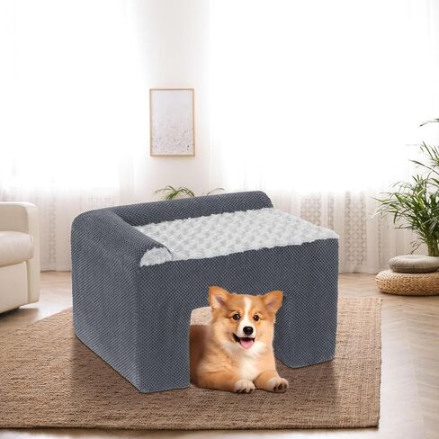 HOMBYS Foam Dog Window Perch, Orthopaedic Dog Bunk Bed with Dog Stairs, Raised Pet Bunk Bed Do Not Hurt Dog for Joint Protect, 2 Parts Easy to Assemble, Pet Perch to Look Out Window, Soft & Supportive in Saudi Arabia