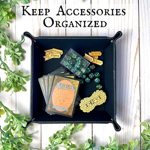 Clickity Clackity Attackitty Cat Dice Tray DnD, Vegan Leather, Gift, Made by LaserTavern (Black/Silver) in Saudi Arabia