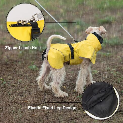 Dog Raincoat, Waterproof Dog Rain Jacket with Calming Hood, Adjustable Lightweight Dog Rain Coat with Zipper Leash Hole and Reflective Strip for Small Medium Dogs Puppies(Yellow, XL) in Saudi Arabia