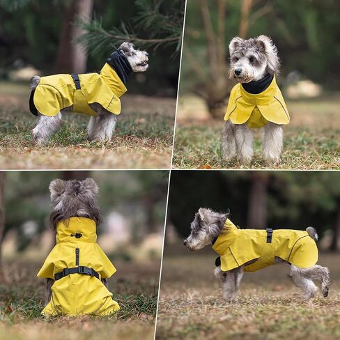 Dog Raincoat, Waterproof Dog Rain Jacket with Calming Hood, Adjustable Lightweight Dog Rain Coat with Zipper Leash Hole and Reflective Strip for Small Medium Dogs Puppies(Yellow, XL) in Saudi Arabia