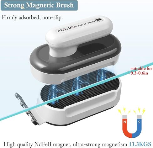 FEDOUR Aquarium Strong Magnetic Cleaner with 2 Detachable Algae Scraper, Fish Tank Magnet Cleaning Tool, Aquarium Floating Scrubber Brush for Glass and Acrylic Tanks 1/3-1 inch (Medium) in Saudi Arabia