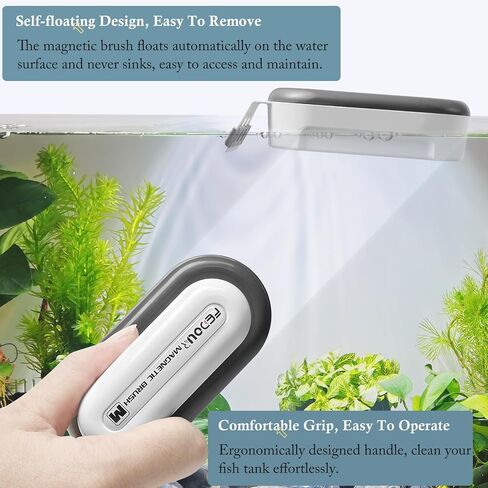 FEDOUR Aquarium Strong Magnetic Cleaner with 2 Detachable Algae Scraper, Fish Tank Magnet Cleaning Tool, Aquarium Floating Scrubber Brush for Glass and Acrylic Tanks 1/3-1 inch (Medium) in Saudi Arabia