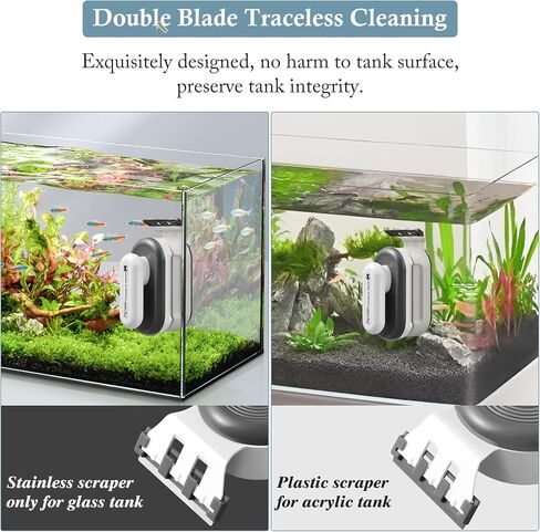 FEDOUR Aquarium Strong Magnetic Cleaner with 2 Detachable Algae Scraper, Fish Tank Magnet Cleaning Tool, Aquarium Floating Scrubber Brush for Glass and Acrylic Tanks 1/3-1 inch (Medium) in Saudi Arabia