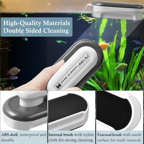 FEDOUR Aquarium Strong Magnetic Cleaner with 2 Detachable Algae Scraper, Fish Tank Magnet Cleaning Tool, Aquarium Floating Scrubber Brush for Glass and Acrylic Tanks 1/3-1 inch (Medium) in Saudi Arabia