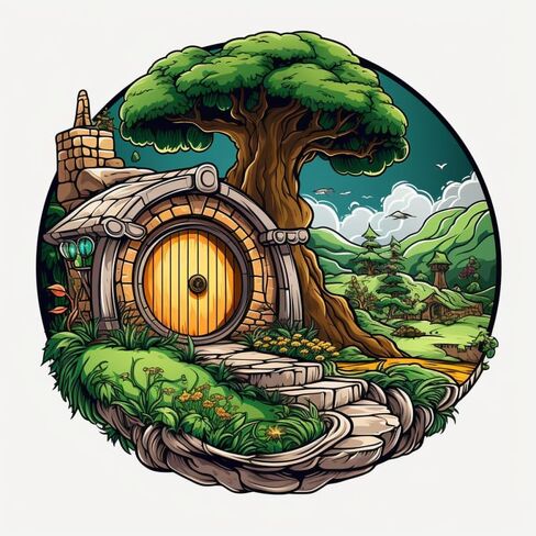 ملصق Hobbit Hole Art Fantasy Land للسيارة، الدراجة، سيارات الدفع الرباعي، الشاحنة، الخوذة، الكمبيوتر المحمول، زجاجة مياه، دفتر الملاحظات، نافذة الملصق، الجيتار، لوح التزلج، ملصق فينيل مقاوم للماء 5 بوصة (تصميم 5) in Saudi Arabia