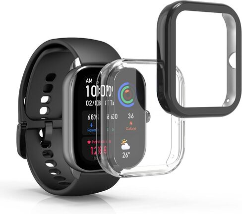 kwmobile Case Compatible with Huami Amazfit GTS 4 Mini Case - 2X TPU Silicone Fitness Tracker Cover - Black/Rose Gold in Saudi Arabia