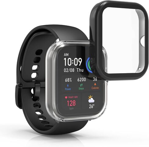 kwmobile Case Compatible with Huami Amazfit GTS 4 Mini Case - 2X TPU Silicone Fitness Tracker Cover - Black/Rose Gold in Saudi Arabia