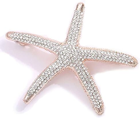 مشبك شعر على شكل نجم البحر من حجر الراين الكريستالي، مشابك شعر مصنوعة يدويًا، مشبك شعر على شكل نجمة البحر، دبوس شعر على الشاطئ، إكسسوارات للشعر للنساء (كريستال شفاف) in Kuwait