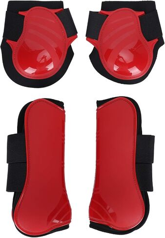 EVTSCAN 1 Pair Horse Support Boots, PU Secure Leg Protection Horse Tendon Boots Breathable Wrap Less Sweat and Rubs Equestrian Equipment(L-Red) in Saudi Arabia
