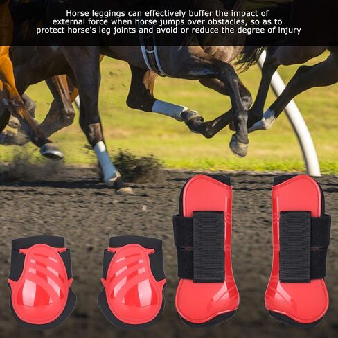 EVTSCAN 1 Pair Horse Support Boots, PU Secure Leg Protection Horse Tendon Boots Breathable Wrap Less Sweat and Rubs Equestrian Equipment(L-Red) in Saudi Arabia