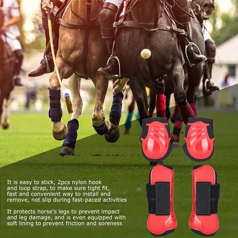 EVTSCAN 1 Pair Horse Support Boots, PU Secure Leg Protection Horse Tendon Boots Breathable Wrap Less Sweat and Rubs Equestrian Equipment(L-Red) in Saudi Arabia