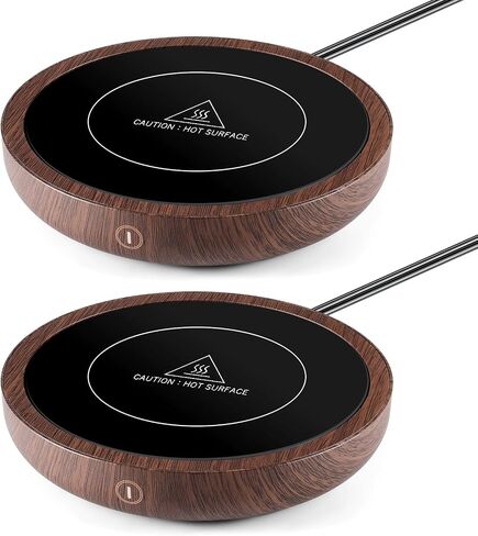 2 Pack Cup Warmer, Mug Warmer for Hot Drinks, 36W Coffee Heating Plate with 4H Auto Shut Off, 3-Temp Settings for Chocolate Milk Tea Beverage Candle Cup Home Office Desk (Wood Color) in Saudi Arabia