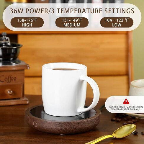 2 Pack Cup Warmer, Mug Warmer for Hot Drinks, 36W Coffee Heating Plate with 4H Auto Shut Off, 3-Temp Settings for Chocolate Milk Tea Beverage Candle Cup Home Office Desk (Wood Color) in Saudi Arabia