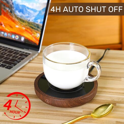 2 Pack Cup Warmer, Mug Warmer for Hot Drinks, 36W Coffee Heating Plate with 4H Auto Shut Off, 3-Temp Settings for Chocolate Milk Tea Beverage Candle Cup Home Office Desk (Wood Color) in Saudi Arabia