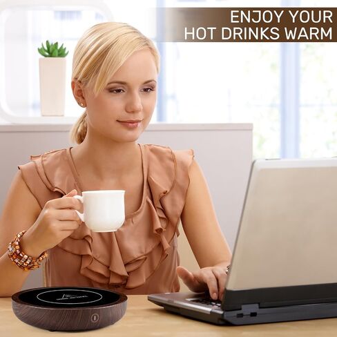 2 Pack Cup Warmer, Mug Warmer for Hot Drinks, 36W Coffee Heating Plate with 4H Auto Shut Off, 3-Temp Settings for Chocolate Milk Tea Beverage Candle Cup Home Office Desk (Wood Color) in Saudi Arabia
