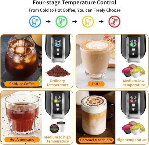 KOTLIE 5in1 19Bar Multicapsule Espresso Coffee Machine, Cold&Hot Brewing Single-Serve Coffee Maker, Cappuccino&Latte Maker for Kcup/Dolce Gusto/Nespresso Original/GroundCoffee/44mm ESE EM-308A/Black in Saudi Arabia
