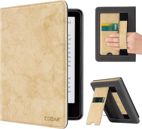 حافظة CoBak مع حامل لجهاز Kindle Paperwhite - غطاء متين من جلد البولي يوريثان مع خاصية التنبيه التلقائي للنوم، وفتحة للبطاقة، وميزة حزام اليد - يناسب جهاز Kindle Paperwhite من الجيل الحادي عشر مقاس 6.8 بوصات إصدار التوقيع 2021 in Saudi Arabia