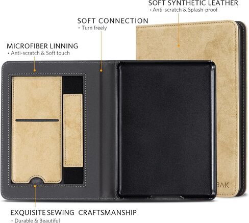 حافظة CoBak مع حامل لجهاز Kindle Paperwhite - غطاء متين من جلد البولي يوريثان مع خاصية التنبيه التلقائي للنوم، وفتحة للبطاقة، وميزة حزام اليد - يناسب جهاز Kindle Paperwhite من الجيل الحادي عشر مقاس 6.8 بوصات إصدار التوقيع 2021 in Saudi Arabia