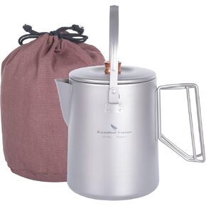 Boundless Voyage Titanium Camping Coffee Pot 1500ml Barista Kettle for Making Coffee Boiling Water Outdoor Traveling Campfire Stovetop Fast Brew Kettle (1.5L Kettle)