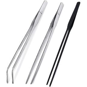 3Pcs Reptile Metal Feeding Tongs, Snake Tank Long Tweezers Fit Bearded Dragon Tarantula Spider Gecko Lizard Frog Turtle Ball Python Aquarium Terrarium