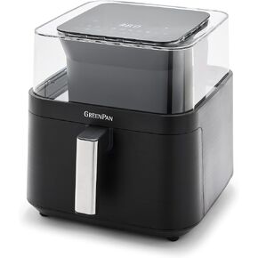 GreenPan Clearview Extra Large 7QT Air Fryer, 360° Clear Window, PFAS-Free Ceramic Nonstick Drawer and Tray, Heat to 400°F, 13-Presets, Shake Reminder, Keep Warm, Delay Start, Dishwasher Safe Parts