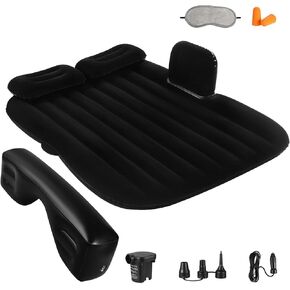 Car Air Mattress Portable Car Bed Back Seat Camping Bed Inflatable Bed for Universal SUV Camping Mattress with Car Air Pump 2 Pillows(Black)