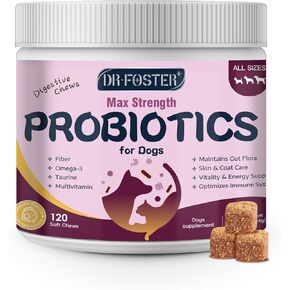 Probiotics for Dogs, Dog Probiotics for Digestive Health - Fiber Riched Prebiotic & Digestive Enzymes with Pumpkin, Omega-3, 6 Billion CFUs Support Gut & Immune Health, Diarrhea, Dog Allergy Relief