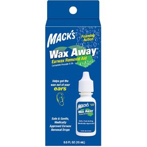 Mack's Wax Away Ear Wax Removal Aid – 0.5 FL OZ Ear Drops with Foaming Action