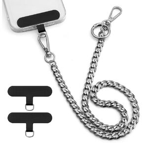 OUTXE Anti Theft Phone Lanyard Belt Chain, 19.6" Heavy Duty Metal Men Chain with 2 Pack Phone Patch for All Smartphones, Pants Chain for Wallets, Keys