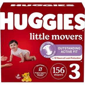 Huggies Little Movers Baby Diapers, Size 3 (16-28 lbs), 156 Ct