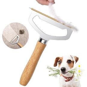 Pro – Metal Carpet Brush Pet Hair Remover, 1 Buck Thick Rack Wood Handle Portable Carpet Scraper, Embedded Couch Lint Pilling Dog Cat Fur Remover, Fabric Shaver Depiller for Furniture