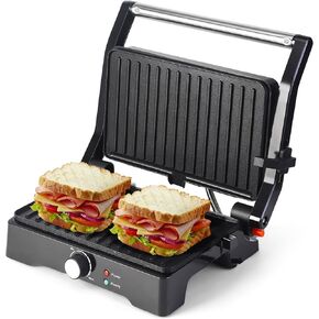 Panini Press Grill Sandwich Maker, Large Electric 3 in 1 Panini Sandwich Maker Grill, Open 180 Degrees for Grill Indoor, Perfect for Grilling Steaks, Burger, Sandwich,Non-stick Pan, Black
